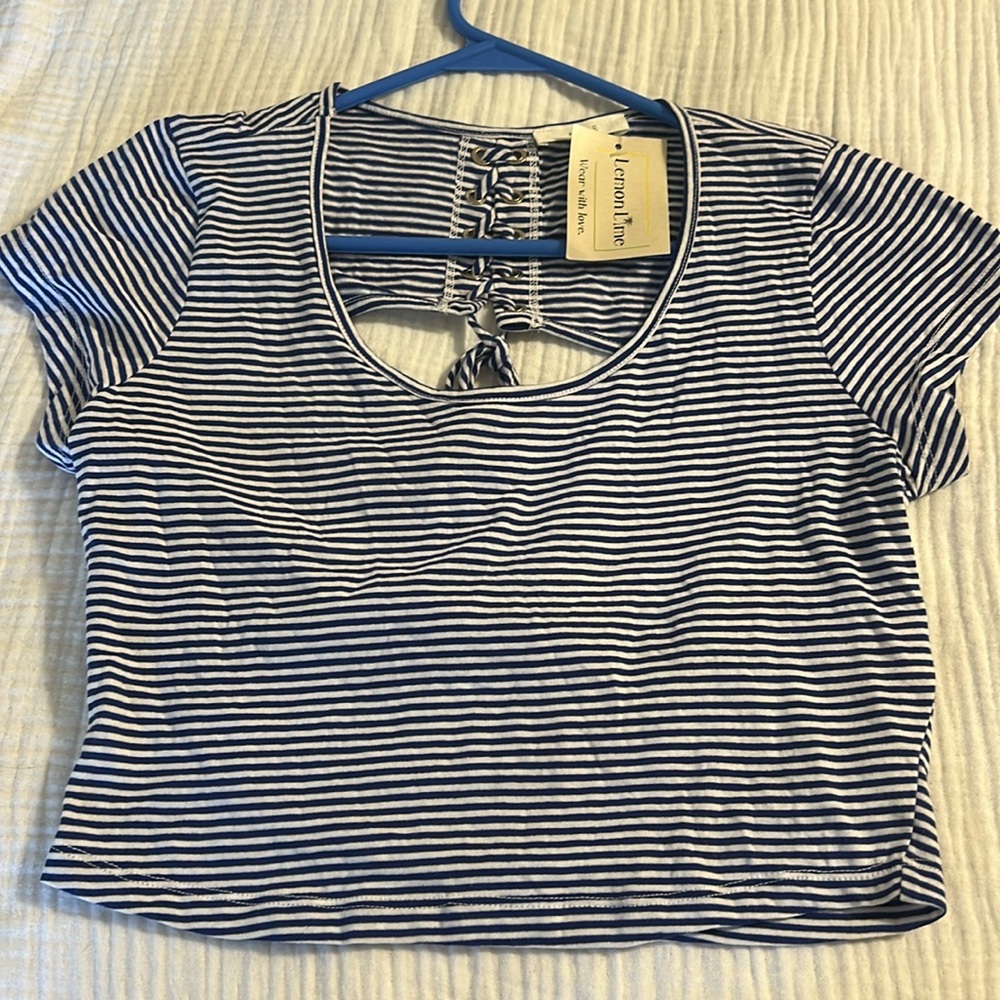Mine Navy and White Striped Short Sleeve Tee